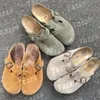 Designer Bostons Sabots Sandales Sabots Pantoufles Taupe Cork Plat Mode Été Cuir Slide Favorite Beach Casual Chaussures Femmes Hommes Taille 35-45