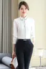 Women's Blouses Fashion Women Shirts White Office Ladies 2 Piece Pant And Top Sets Work Long Sleeve OL Styles