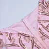 Robe longue en maille rose robuste à paillettes pour femmes, sexy, style fendu, robe de soirée de luxe, longueur au sol, robe de bal élégante, 240313