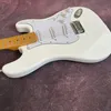 Guitare électrique blanche st, 22 frettes, corps solide, manche en érable, en stock, expédition rapide