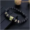 Cuentas hechas a mano de 8 mm de piedra natural Pulsera de cuentas de leopardo para mujeres Hombres Curación Lava Elástica Joyería de moda Regalo Drop Entrega Bracele Dhhdq