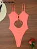 Swim wear S.XL Sexy 5 Color Cut Out Belly Ladies Swimsuits One Piece Swimsuit Womens High Legs Monokini Bathing Swimsuit V5366 aquatic sports 240311