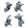 Sculptures 4 pièces 3D statues de dragon de jardin sculpture de dinosaure figurine pendentif de pot de fleur fabriqué à la main pour la maison extérieure pelouse cour
