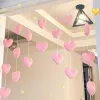 Zasłony Dziewczęce różowe serce w kształcie drzwi Wzorca Zasłona Tassel Curtain Divider String Girl Room Partiton Sweet wiszące z koralikami Valance