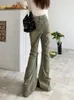 Kvinnors jeans slergiri American Retro Frayed trim snör upp blossad kvinna y2k streetwear hög midjtvätt nödställda denim byxor 2024
