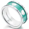 Designer Tiffay & Co. Tropfender Kleber, herzförmiger geschlossener Ring, grüne Emaille, Liebespaar, Silber