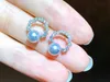 DESIGNERTUD DIAMONDBOX -PEARL JEWELRY EARRINGS EARS STUDS STERLING 925 SILVER CIRCLE AKOYA