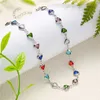 Pendant Necklaces Exquisite Colorful Crystal Heart Choker Necklace For Women Charm Korean Zircon Metal Chain Necklace Party Birthday Jewelry Gift L24313