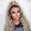 Synthetic Wigs Charisma Lace Front Wigs Synthetic Hair for Women Heat Fiber Brown Roots Synthetic Wigs Long Curly Wig ldd240313