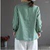 Ethnische Kleidung Traditionelles Chinesisch für Frauen Langarmshirt Baumwolle Leinen Hanfu Qipao Damen Top