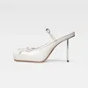 Sandalet 2024 Yaz Kadınlar Baç Tie İnce Yüksek Topuk Moda Moda Square Strap Show Bale Dans Ayakkabıları Muller