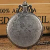 Montres de poche Antique gris pendentif montre gravé pompier conception arabe numéro Quartz mouvement horloge avec Fob collier chaîne cadeau
