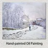 Muur landschap kunst olieverfschilderij sneeuw bij Argenteuil Claude Monet beroemde kunstwerken reproductie op canvas handgeschilderde voor muur Decor230Z