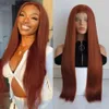 Syntetiska peruker 13x3.5 Syntetiska spetsfront peruker för kvinnor Silver Grey Ginger Orange 99J Bourgogne Long Straight Glueless Cosplay Party Wig LDD240313