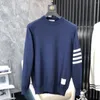 Мужские свитера 2024, осень и зима с круглым вырезом, повседневный полосатый простой свитер с длинными рукавами, однотонный спортивный пуловер, трикотаж
