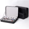 視聴箱ケース6 10 12グリッドポータブルボックスオーガナイザーPUレザーsas cassic with zipperクラシック多機能ブレスレットディスプレイC324b