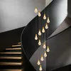 Villa/hotel/sala de estar lâmpada design lustre de cristal escada longo lustre moderno luxo