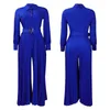 Ethnic Clothing African Dashiki Elegant Fashion Women Pleated Jumpsuit Long Sleeve Wide Leg Pants Romper Party Office Outfits With Belt