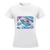 Polos pour femmes, T-shirt holographique Great Wave, vêtements surdimensionnés Kawaii, T-shirts pour femmes