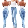 Frühling Neue 2024 Mode Elastische Split Horn Hohe Taille Jeans frauen Hosen Stil