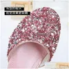 Sandali Estate Ragazze Principessa Bambini Paillettes Baotou Moda Ciondolo in metallo Scarpe in pelle di cristallo 26-38 Consegna a goccia Baby Maternità Dhwzn