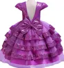 Pegeant – robes dos nu à paillettes pour filles, robes de princesse de fête de mariage, robes Tutu superposées de première communion pour bébés filles3054239