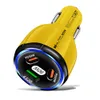 Carregador de carro PD 30W QC3.0 Type C 3.1A Carregamento rápido 2 3 4 5 portas Cargas USB para iPhone Xiaomi Huawei Adaptador de telefone amarelo