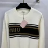 Felpe con cappuccio da donna Felpe firmate 24 Inizio primavera Nuovo Nanyou Gaoding Miu Youth Academy Style Contrast Stripe Letter Maglione girocollo ricamato MMII