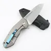 1st Ny CK 0456 Flipper Knife D2 Steel Satin/Black Titanium Coating Tanto Point Blade CNC TC4 Titanium Alloy Handle Ball Bearing EDC Pocket Knives