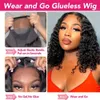 baby hair Bob Wig Short Curly Human Hair Wigs Glueless Preplucked Human Wigs Ready To Go Wear Pre Cut Lace 4x4 Closure Bob Wig