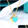 Pendant Necklaces Luxury Womens Fashion Jewelry Set - Heart-Shaped Double Heart Designer Necklace White Copper With Diamonds Ideal G Dhpuv