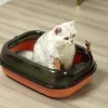 Boxes Cat Litter Box Large Deer Horn Capacity Semienclosed Sandbox Box for Cats Plastic Pet Toilet Anti Splash Tray Thickened Bedpan