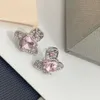orecchini viviennes westwood orecchini d'amore per le donne design popolare orecchini di design pianeta zircone rosa popolare set di collane