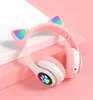 LED Flash Cute Cat Ears Wireless Headphone with Microphone Stereo Bluetooth Headset Support TF Card for Kids Girl Music Gift9155557