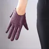 Touch Screen Gloves Genuine Leather Pure Imported Goatskin Tassel Zipper Short Style Dark Purple Female Touch Function180N
