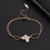 Bedelarmbanden 316L roestvrij staal mode luxe sieraden ingebed zirkon natuurlijke schaal vlinder ketting armbanden voor vrouwen