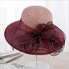 Zomer Dameshoed Vrije tijd Strand Vrouwen Zon Elegante Brede Rand Zijden Bloem Emmer Casual Cap Vrouwelijke Fedora 240309