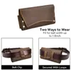 RIYAO Genuine Leather Waist Pack Vintage Dual Layer Phone Bag Pouch fanny pack For Mens Phone Holster Belt Bag Wallet Case Man 240311