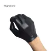 Guantes de invierno con pantalla táctil de cuero de oveja para hombre, sin forro, con botón en la muñeca, Highshine, negro y marrón, LJ201221174i