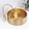 KTV WashBasin el Villa Art Basin Round Above Counter Basin Bathroom Sink Bowl Small Size Gold 304 Stainless Steel Wash Basin228V