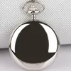 Montres de poche à Quartz en argent lisse, Vintage, collier élégant rétro, pendentif, cadeau avec chaîne FOB CF1001