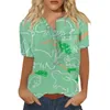 T-shirts pour femmes col rond boutonné imprimé haut à manches courtes mode d'été pull décontracté tissu doux tempérament chemise Ropa Mujer