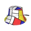 Berets Mondrian #2 Beanies Knit Hat Oil Acrylic Art Black And White Piet Geometric Pattern Abstract
