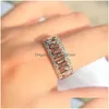 Cluster Rings Fashion European Sier Rose Gold Letter Grandma For Women Female High Quality Zircon Ring Love Famity Jewelry Best Gifts Dhs4W