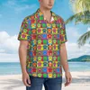 Camisas casuais masculinas colorido cão havaí camisa masculina praia arte patas manga curta padrão respirável vintage blusas oversize