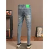 Men's Jeans Retro Worn Fashion Embroidered Printed Stretch Slim Straight High-End All-Matching Skinny Trousers