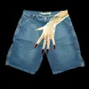Y2K Pantalones cortos Pantalones para hombre Harajuku Hip Hop Estampado gráfico Retro Azul Baggy Denim Gym Shorts Pantalones de chándal góticos Pantalones cortos de baloncesto 240308