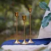 Enkla stunder 3 PC Set Retro Bronze Candle Holders Wedding Party Vintage Metal Candlestick Home Decor Christmas Candle Holder T2256O