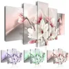 5 pezzi set viola verde rosa fiore di magnolia stampa artistica senza cornice pittura su tela immagine da parete Home266O