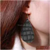 Dangle Chandelier Fashion Design Waterdrop Leather Earrings Two Sides Cut-Out Mosaic Teardrop Earring For Women Jewelry Gift Wholesale Dhpae